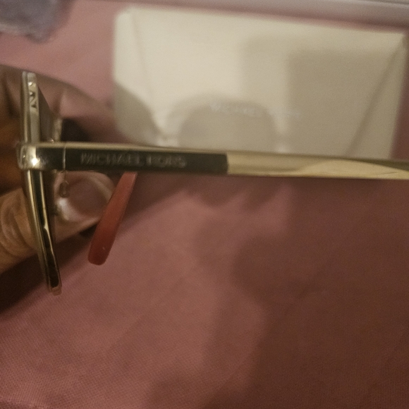 Michael Kors Gold Aviator Sunglasses with Pink Lenses - Picture 3 of 3